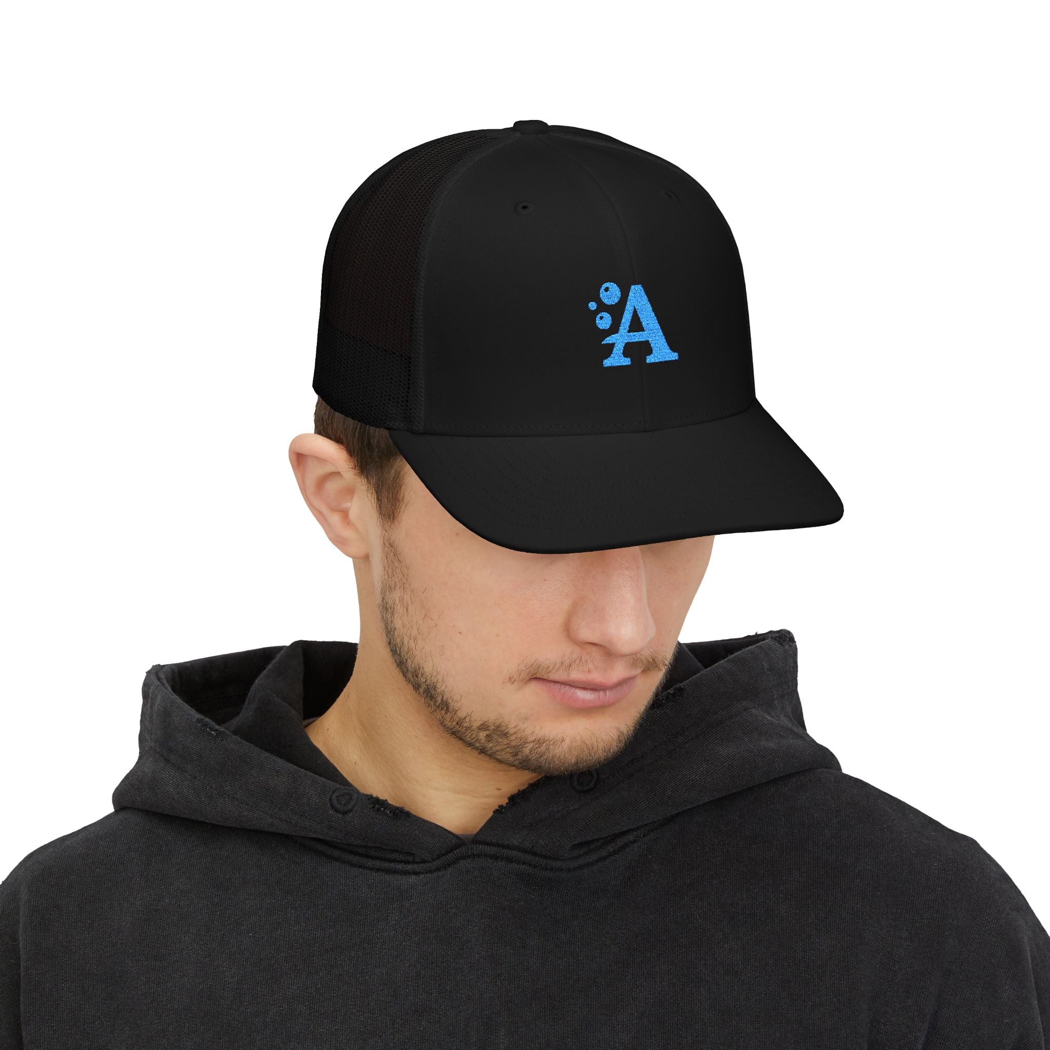 Embroidered Block A Snapback Trucker Cap